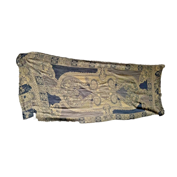 Pashmina Silk Pashmina Blend Gold Black Paisley Shawl Wrap Scarf 27 X 74 Fringe - Picture 9 of 9